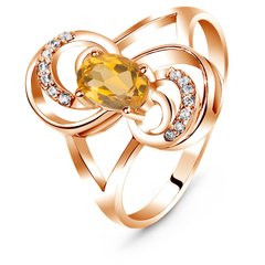 Gold ring with natural citrine ФКз190Ц, 16, 2.78