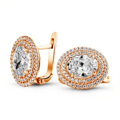 Gold earrings with cubic zirkonia ПДСз66