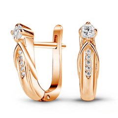 Gold earrings with cubic zirkonia ФСз308