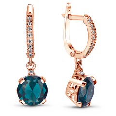 Golden earrings with topaz london blue S25LB, 4.6