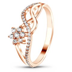 Red gold ring with cubic zirconia FKz204, 1.95