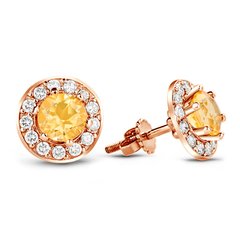 Gold earrings with natural citrine S37CT, 3.72