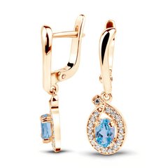 Gold earrings with natural topaz ПДСз99Т