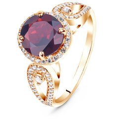 Gold ring with natural garnet ПДКз58Г, 16, 3.78