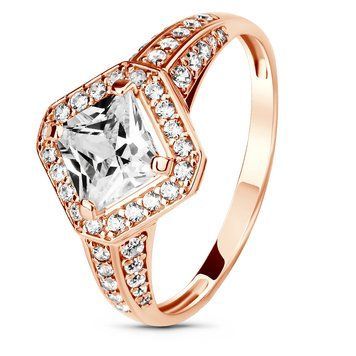 Red gold ring with cubic zirconia PDKz70, 2.53