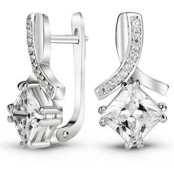 Серьги из белого золота с фианитами ФБСз188, 6.14