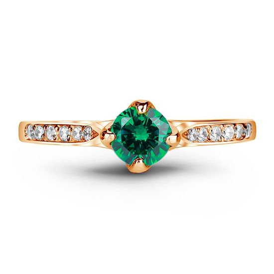 Gold ring with emerald nano КБРз33НИ, 15, 1.75