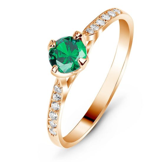 Gold ring with emerald nano КБРз33НИ, 1.75