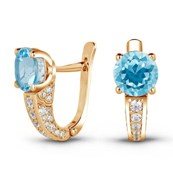 Gold earrings with natural topaz БСз102Т