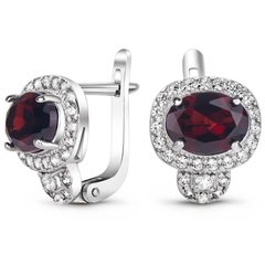 Silver earrings with natural garnet ПДС16Г
