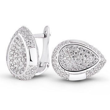 Серьги из белого золота с фианитами ФБСз071, 6.79