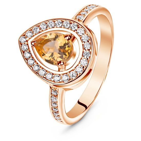 Gold ring with natural citrine ПДКз204Ц, 15.5, 4.19