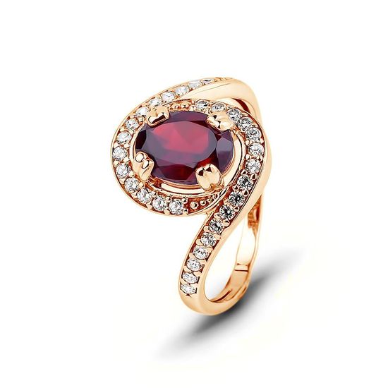 Gold ring with natural garnet ПДКз99Г, 2.68