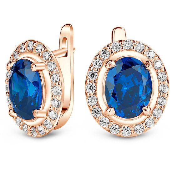 Gold earrings with sapphire nano ПДСз13НС, 5.56