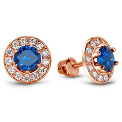 Earrings in gold with sapphire nano ПДСз37НС, 3.72