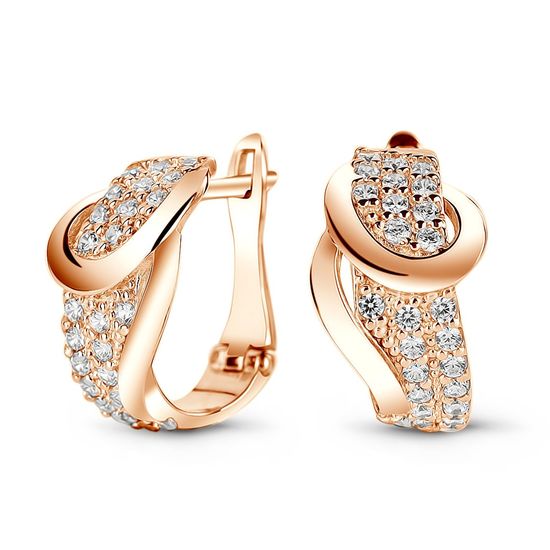 Gold earrings with cubic zirkonia ФСз141