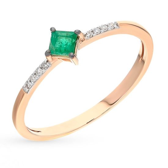 Gold ring with emerald and diamonds ИК5508, 1.47