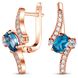 Earrings in gold with natural topaz London Blue ПДСз87ЛБ, 4.68