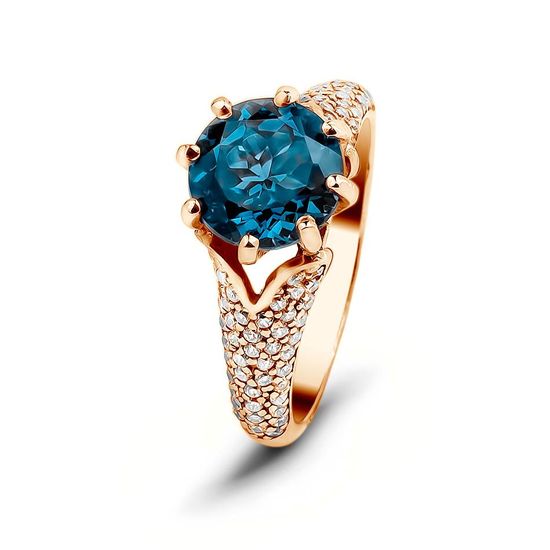 Gold ring with topaz London Blue ПДКз53ЛБ, 16, 3.42