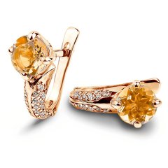 Gold earrings with natural citrine БСз103Ц