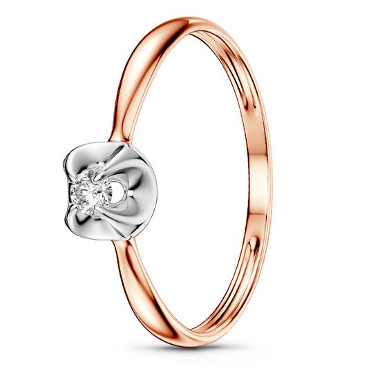 Red gold ring with diamonds KBRz100, 0.90