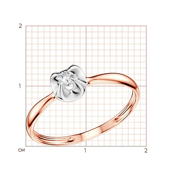 Red gold ring with diamonds KBRz100, 0.90