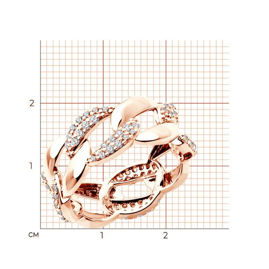 Кольцо из красного золота с фианитами ФКз515, 4.55