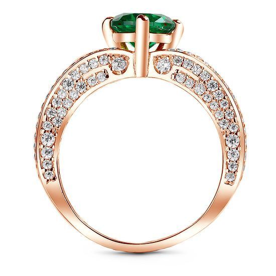 Gold ring with emerald nano БКз107НИ, 5.35