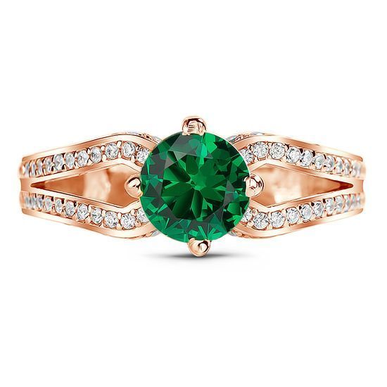 Gold ring with emerald nano БКз107НИ, 5.35