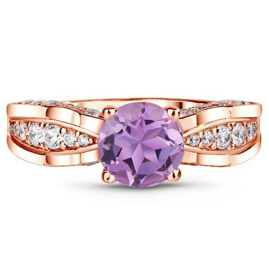Gold ring with natural amethyst БКз104АМ, 4.15