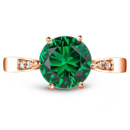 Gold ring with emerald nano K21NE, 15.5, 2.37