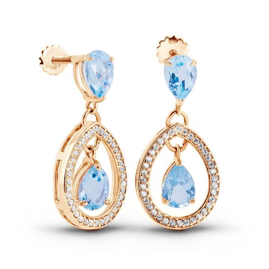 Gold earrings with natural topaz ПДСз82Т