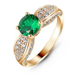 Gold ring with emerald nano БКз106НИ, 4.65