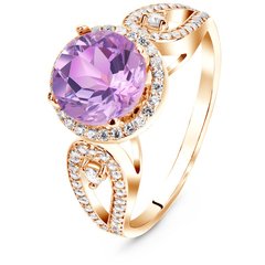 Gold ring with natural amethyst ПДКз58АМ, 16, 3.65