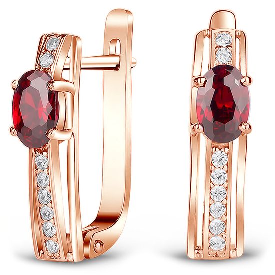 Gold earrings with natural garnet ПДСз81Г, 3.55