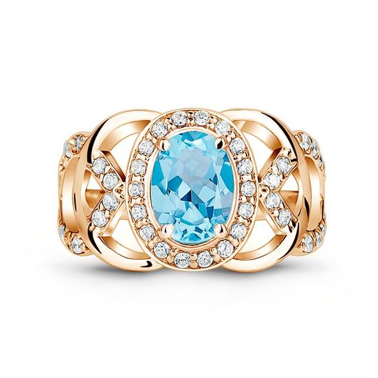 Gold ring with natural topaz ПДКз02Т, 4.4