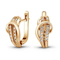 Earrings made of gold with cubic zirkonia ФСз129
