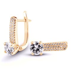 Gold earrings with cubic zirkonia ПДСз64