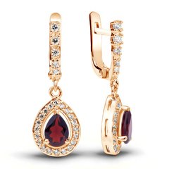 Gold earrings with natural garnet ПДСз83Г