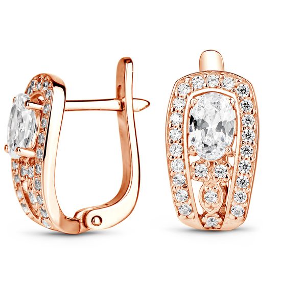Earrings made of gold with cubic zirkonia ПДСз65, 3.95