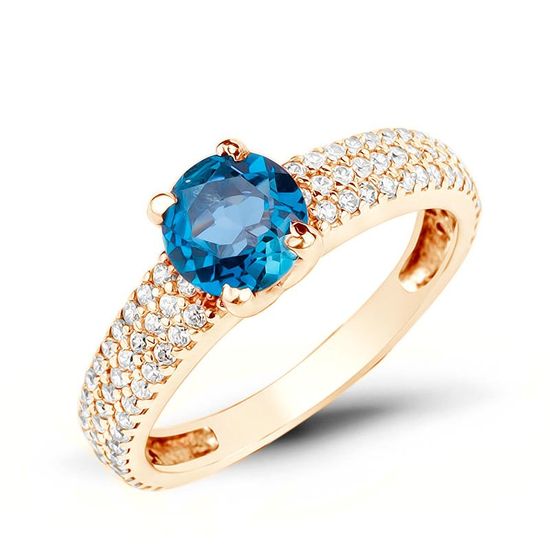Gold ring with natural London Blue topaz ПДКз64ЛБ, 2.55