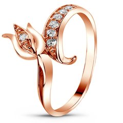 Red gold ring with cubic zirconia FKz258, 2.53