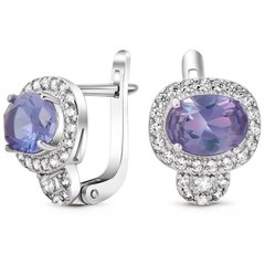 Silver earrings with cultured alexandrite ПДС16АЛ