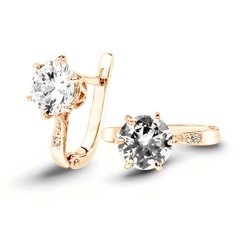 Gold earrings with cubic zirkonia ПДСз21