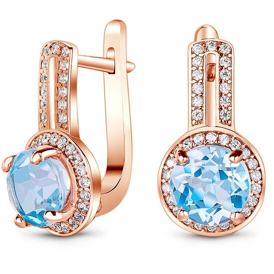 Gold earrings with natural topaz S56T, 4.37