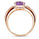 Gold ring with natural amethyst Кз1186АМ, 16, 3.95