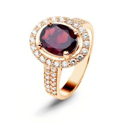 Ring made of gold with natural garnet ПДКз13Г, 15, 4.81