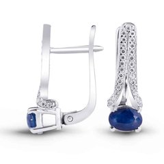 Silver earrings with natural sapphire ПДС50С