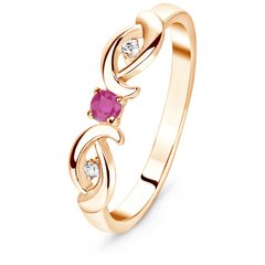 Golden ring with natural ruby Кз2121Р, 1.92