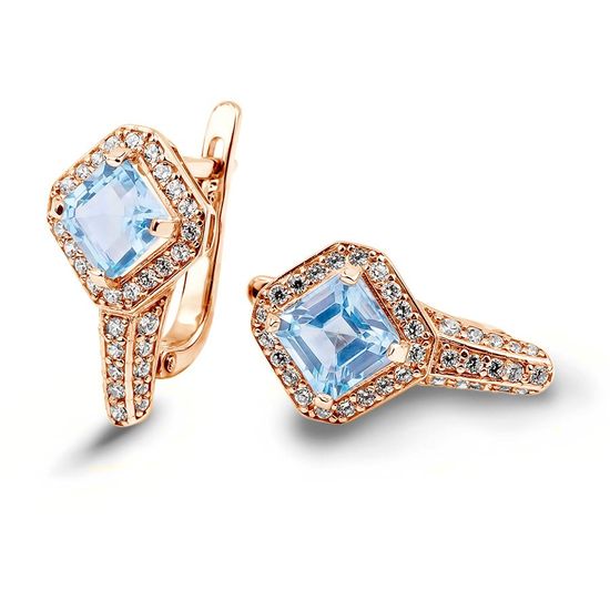 Earrings in gold with natural topaz ПДСз70Т
